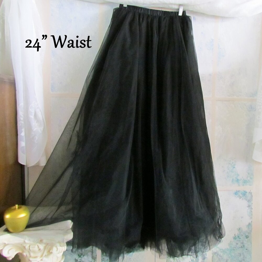 LONG BLACK TULLE SKIRT, S, LISONG EVENING, PARTY, DANCE, BALL COSTUME, NWT